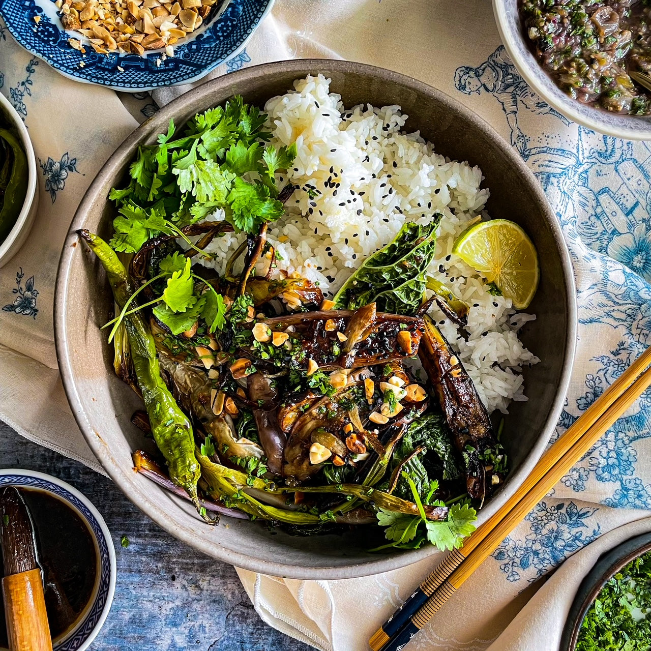 Adre King's Sweet Miso Baby Aubergine with Sweet Thai Basil